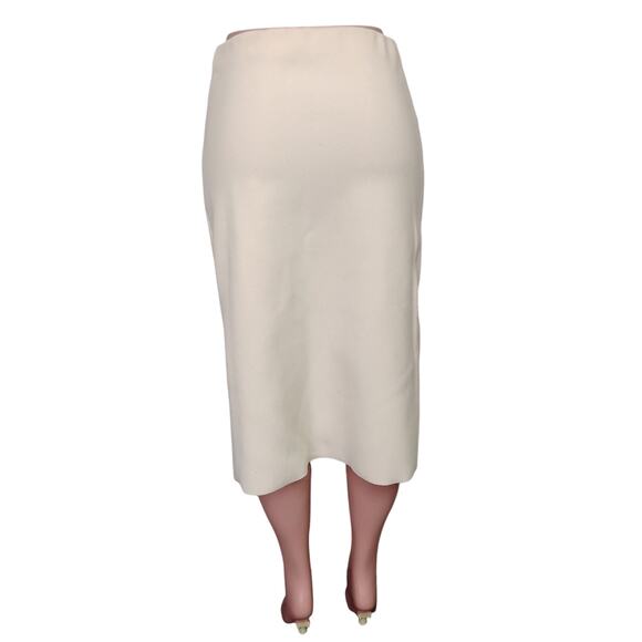 Zara Wooly Pencil Asymmetric Skirt Size Small Beige Pullon Fall Staple - Picture 4 of 7